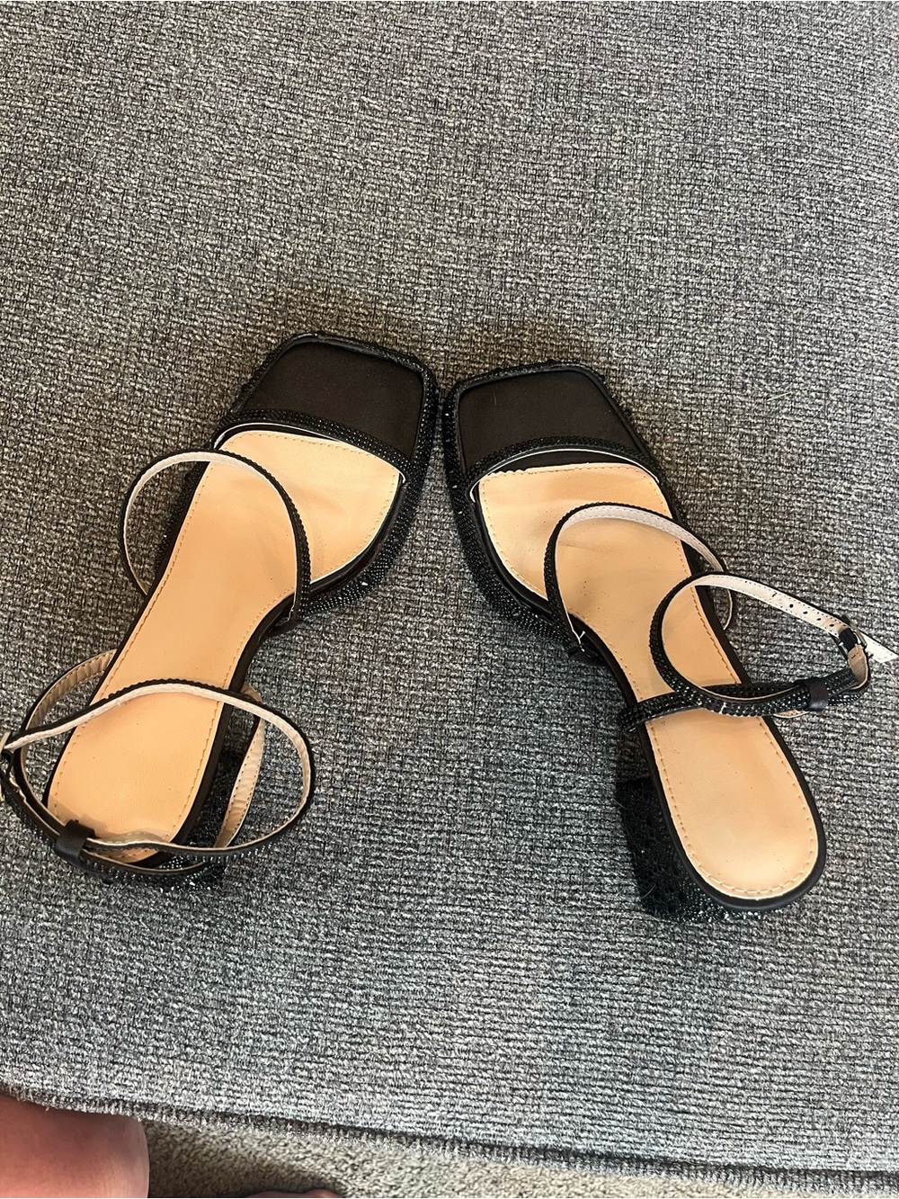 Women’s Black Strappy Square-Toe Sandals, size 9
